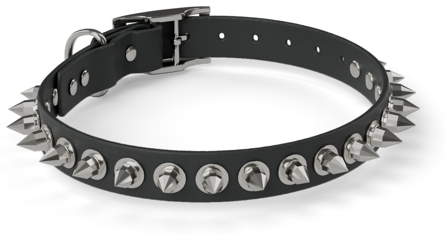 Collar MONO RAVE, fekete, ezüst tüskékkel
