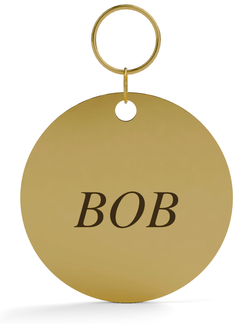 ID-Tag, Brass, BOB felirattal gravírozva