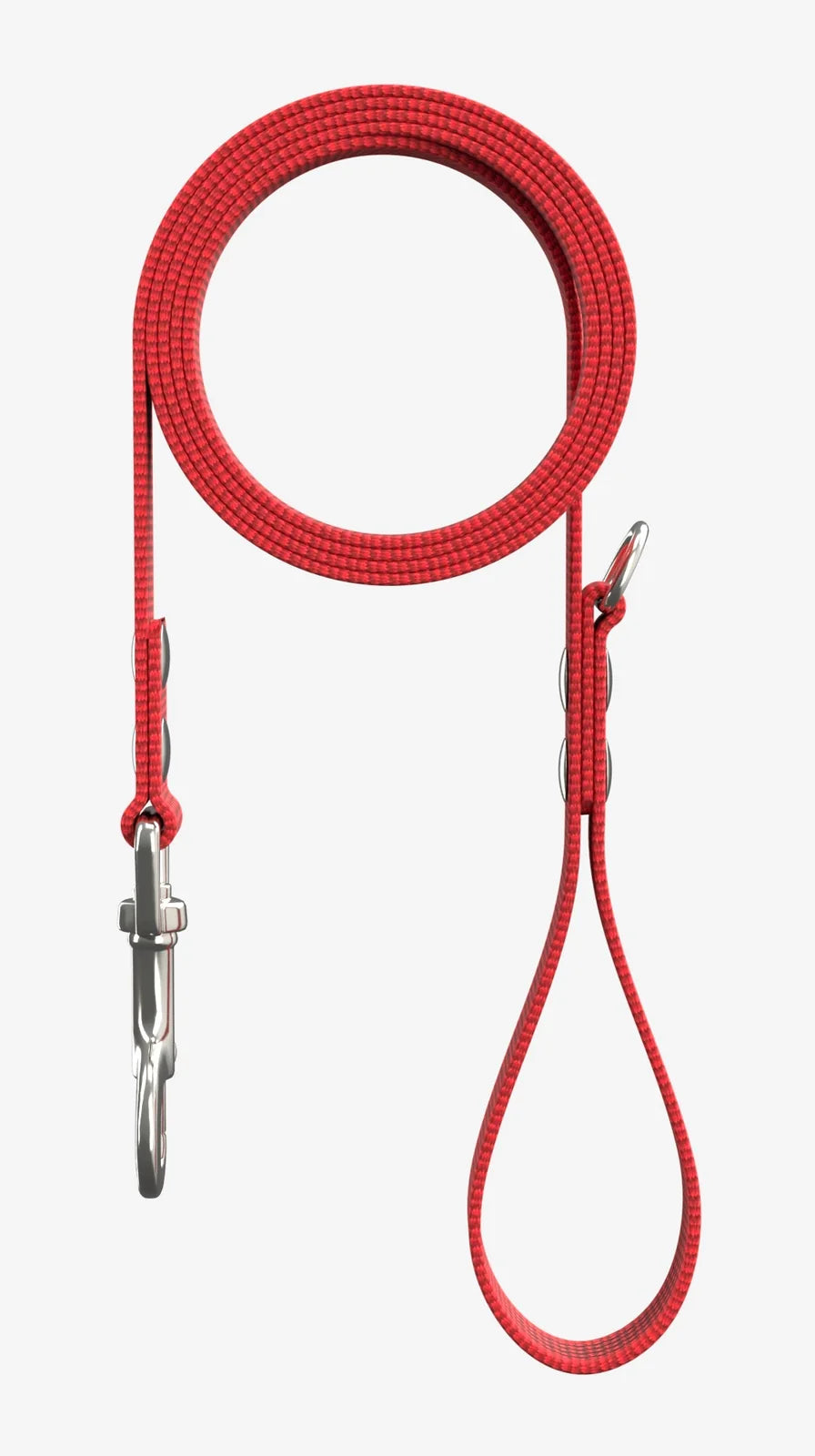 Leash BASIC, Red heveder, Silver fémrészek, Snap karabiner, Cap szegecsek, számozott alkatrészek